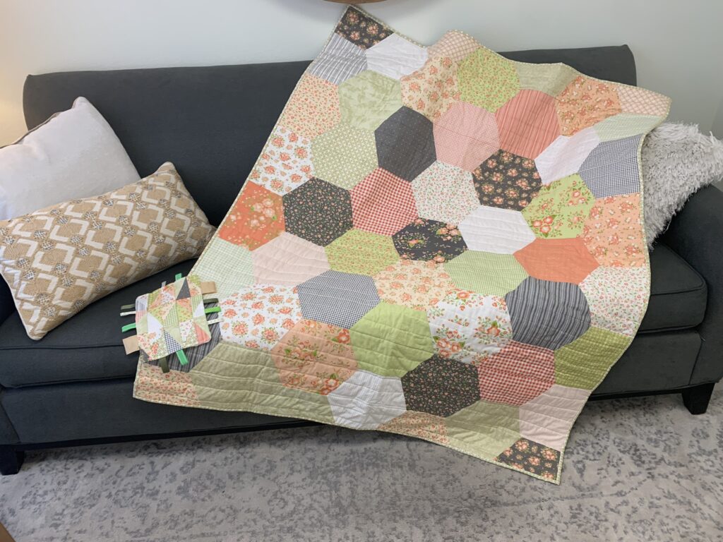 Half-hexie lap sized quilt finish